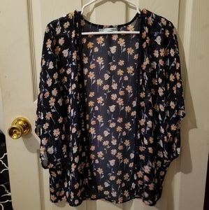 Navy and Floral Kimono